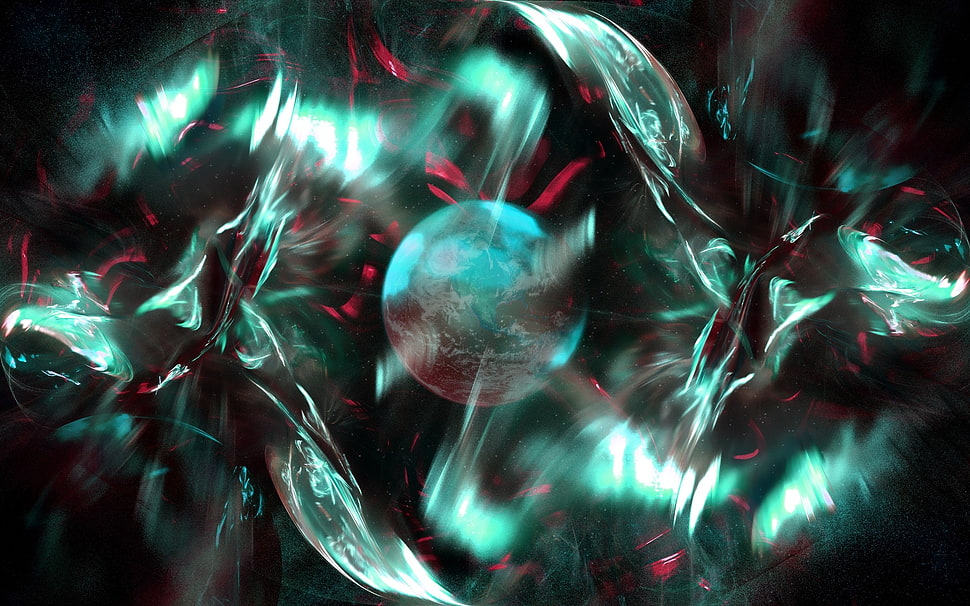 green and black 3D LED artwork HD wallpaper